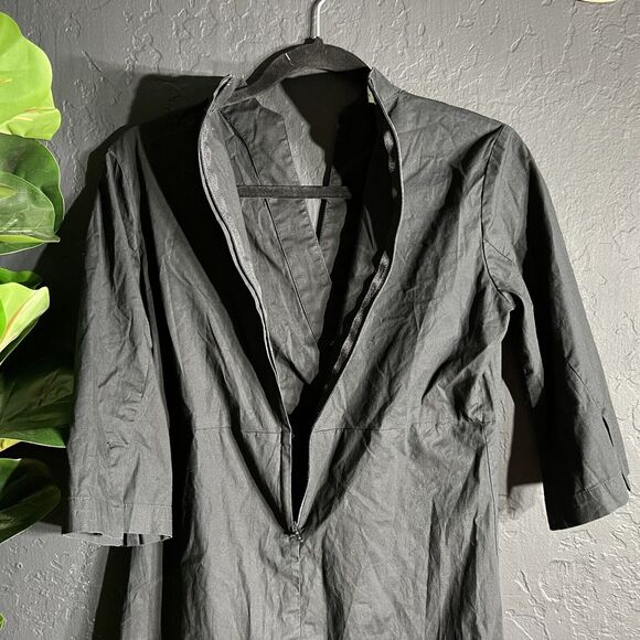 Sunhee Moon Womens Dress 2 Black Mini 3/4‎ Flare Sleeve Faux Wrap V-Neck Zipper - Picture 14 of 14